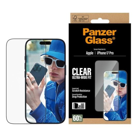 Protetor de Ecrã PanzerGlass iPhone 17 Pro Ultra-Wide Fit EasyAligner Transparente