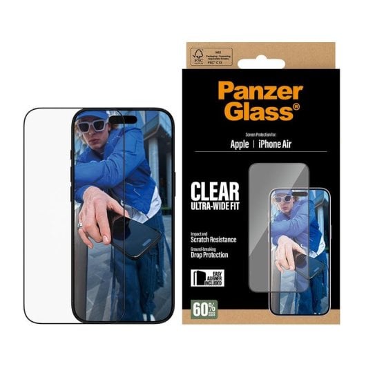 Protetor de Ecrã PanzerGlass iPhone Air Ultra-Wide Fit EasyAligner Vidro Temperado