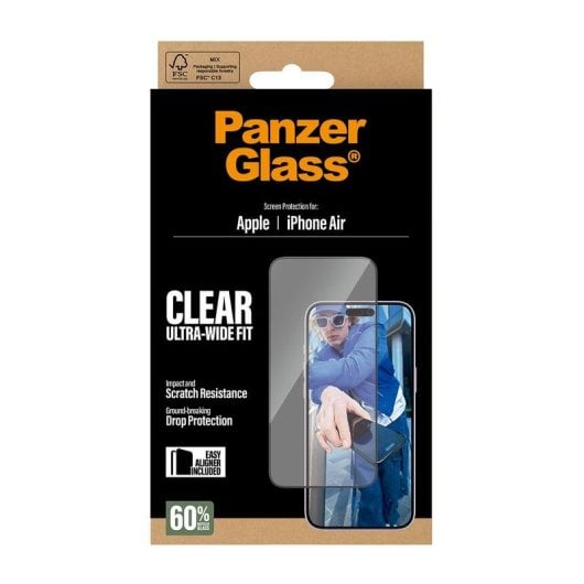 Protetor de Ecrã PanzerGlass iPhone Air Ultra-Wide Fit EasyAligner Vidro Temperado