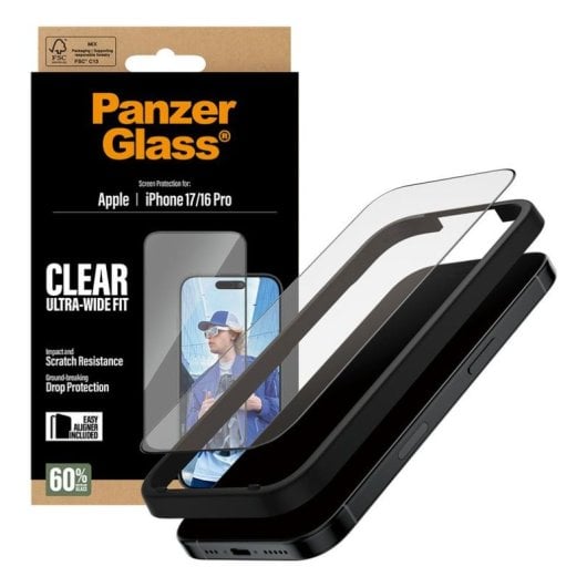 Protetor de Ecrã PanzerGlass iPhone 17 iPhone 16 Pro Ultra-Wide Fit Transparente