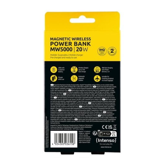 Batterie externe Intenso MW5000 magnétique 5000 mAh MagSafe USB-C PD 20W Rose