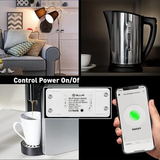 Relé Wi-Fi Tellur Control iluminación Empotrable 2200W Monitorización energía