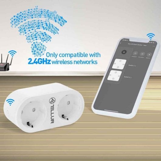 Tomada Inteligente Tellur TLL331061 Wi-Fi Controle por voz e 2 Entradas