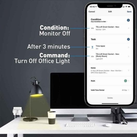 Tomada Inteligente Tellur TLL331061 Wi-Fi Controle por voz e 2 Entradas