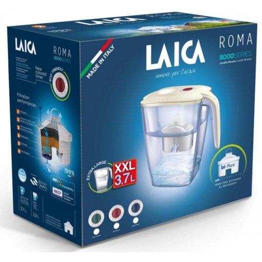 Filtre à eau LAICA Roma 3,7 L Bleu Crème poignée ergonomique