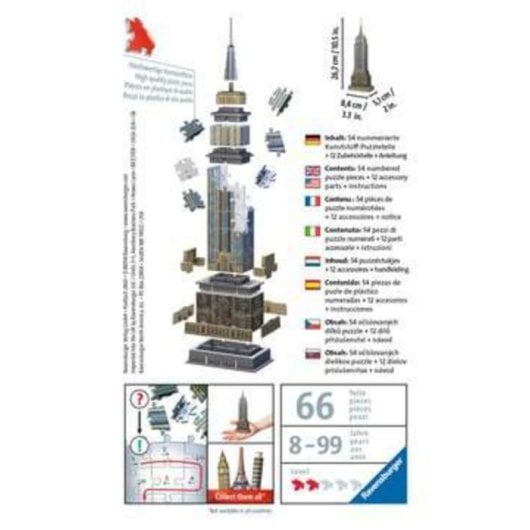 Puzzle 3D Ravensburger Mini Empire State Building 66 peças arquitectura