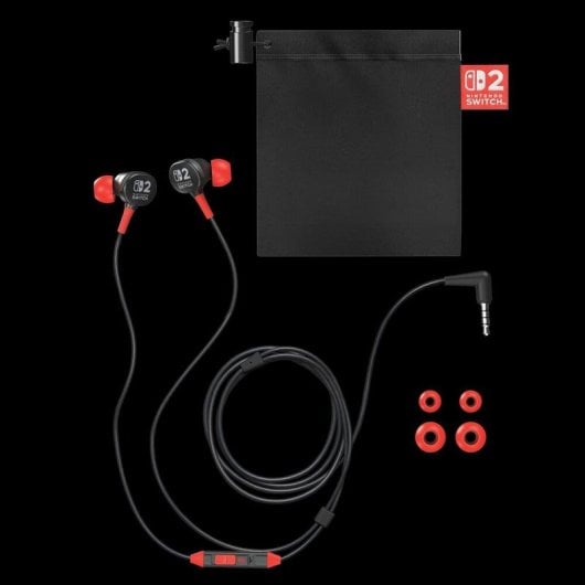 Auriculares PowerA Wired Earbuds Nintendo Switch 2 con cable Jack 3.5 mm Gaming Negro Rojo