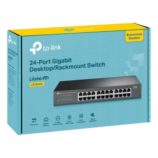 Switch TP-Link LS1024G 24 portas Gigabit sem gestão sem ventoinha