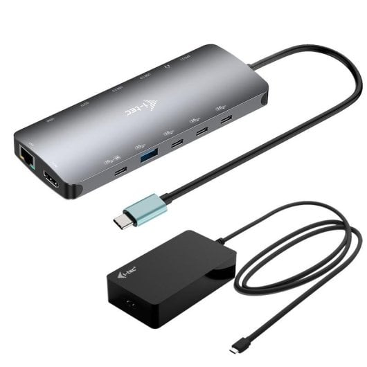 Station d'accueil I-Tec Metal USB-C Nano 3x Display 140W HDMI RJ-45 Alu