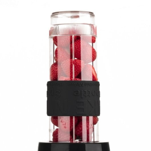 Sweiss Moov9 Mini-Standmixer, Smoothie-Maker, 2 x 570-ml-Flaschen mit Reisedeckeln, 4 Edelstahlklingen, 300 W, Schwarz