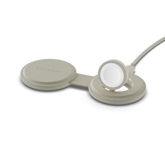 Cargador Satechi OntheGo 2 en 1 MagSafe inalámbrico USB blanco carga rápida