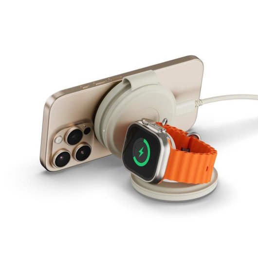 Cargador Satechi OntheGo 3 en 1 MagSafe carga inalámbrica rápida blanco