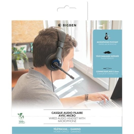 Kopfhörer BIGBEN CONNECTED CASQUEMICROJACKB kabelgebunden 3.5 mm Klinke Alltagsgebrauch Schwarz