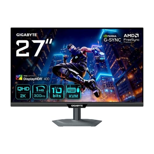Écran PC Gigabyte M27Q3 27" QHD 300Hz IPS SS-IPS FreeSync G-SYNC HDR KVM 1ms