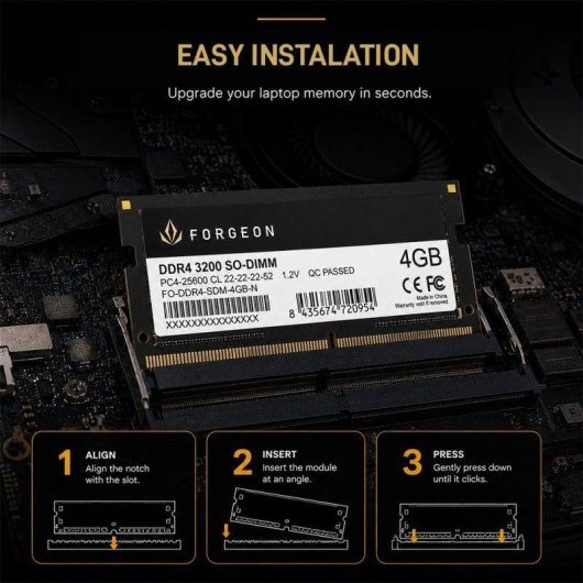 Memória RAM Forgeon Cyclone PLUS 4GB 1x4GB DDR4 3200MHz CL22 Preto SO-DIMM