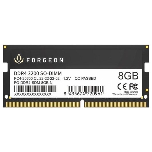 Mémoire RAM Forgeon Cyclone PLUS 8GB 1x8GB DDR4 3200MHz CL22 Noir SO-DIMM