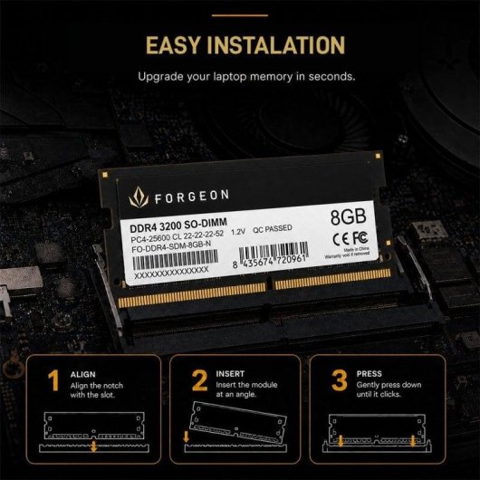 Mémoire RAM Forgeon Cyclone PLUS 8GB 1x8GB DDR4 3200MHz CL22 Noir SO-DIMM