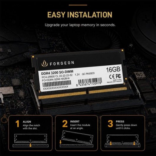 Mémoire RAM Forgeon Cyclone PLUS 16Go 1x16Go DDR4 3200MHz CL22 Noir