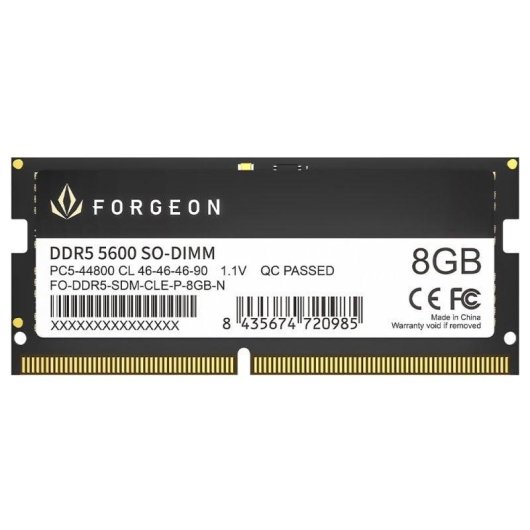 Mémoire RAM Forgeon Cyclone PRO 8GB 1x8GB DDR5 5600MHz CL46 Noir
