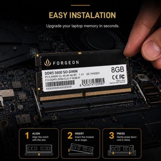 Mémoire RAM Forgeon Cyclone PRO 8GB 1x8GB DDR5 5600MHz CL46 Noir