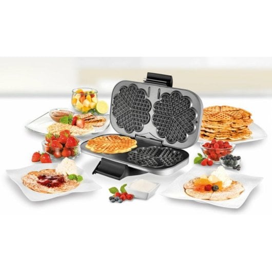 Máquina de Waffles Unold 48241 com Formato de Coração Duplo e Ajuste de Termostato, 1300W, Metal