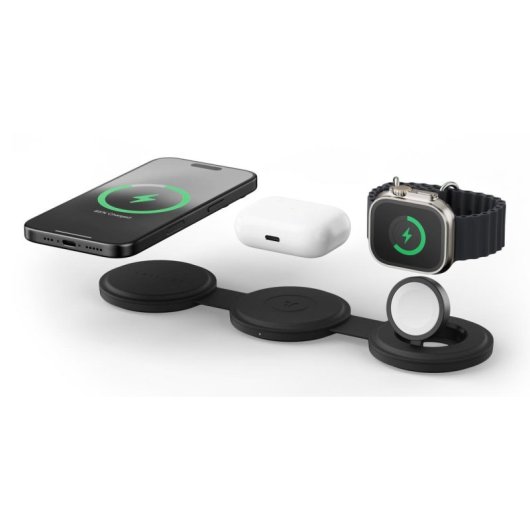 Cargador Satechi OntheGo 3 en 1 inalámbrico y carga rápida MagSafe