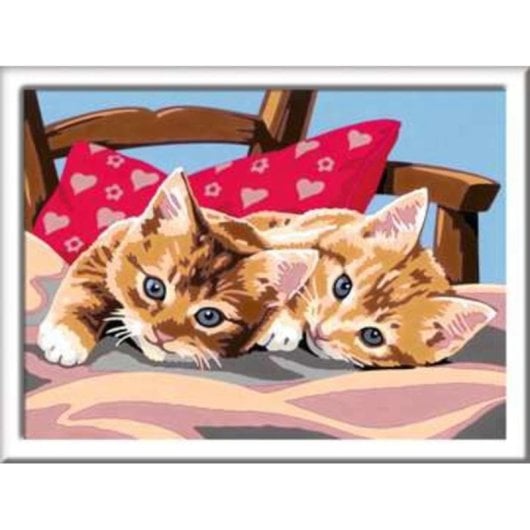 Kit de Pintura por Números Ravensburger CreArt Two Cuddly Cats Acrílico 15 Cores