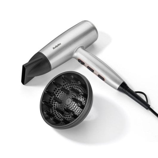 Ionen Föhn BaByliss Cosmos D580DE 2100W 3 Temperaturstufen 2 Geschwindigkeiten Diffusor Satin Steel