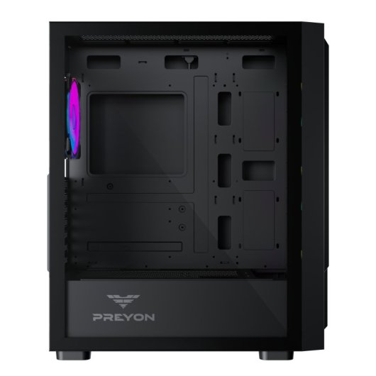 PC-Gehäuse Preyon Nest Quarry E-ATX/ATX/Micro-ATX/Mini-ITX Gehärtetes Glas Mid Tower Schwarz ARGB mit Fenster