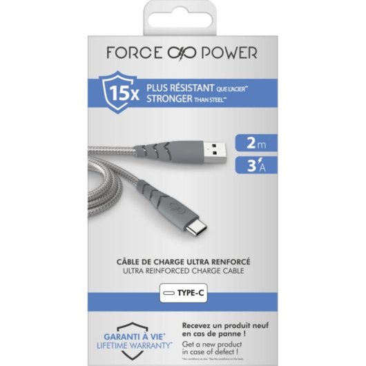 Handykabel FORCE CASE FPCBLAC2MRG Grau Kunststoff 1 Stück