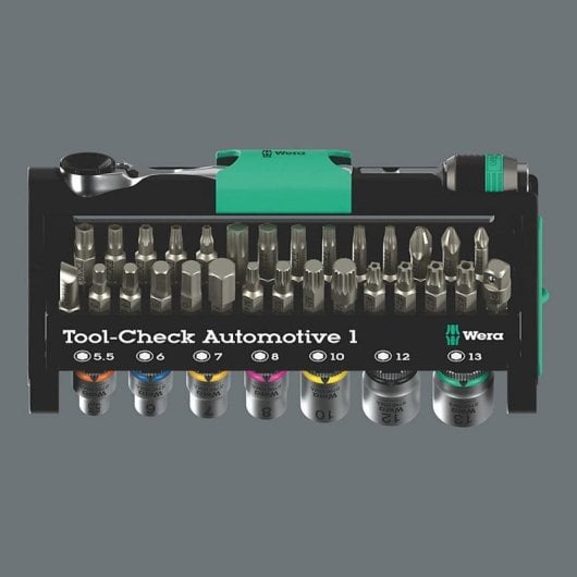 Clé à cliquet Wera Tool-Check Automotive 1 Acier inoxydable 38 pièces