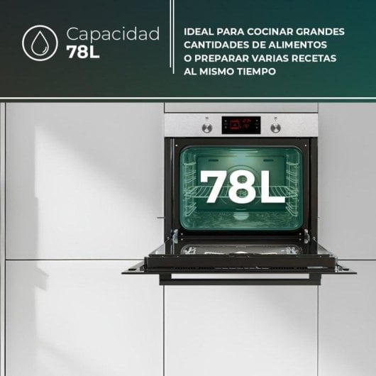 Horno eléctrico Svan SHM10800DCX 78 litros Inox con autolimpieza y cortina de aire