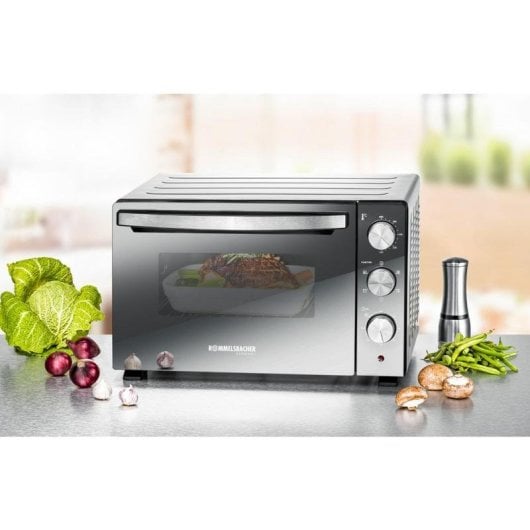 Horno électrique Rommelsbacher BGS 1500 30 L Noir Argent avec rôtissoire et convection