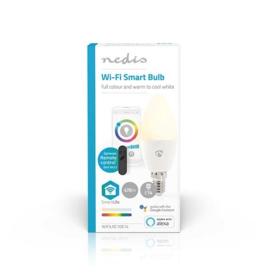 Lâmpada LED Nedis WIFILRC10E14 E27 4.9W RGBW Wi-Fi SmartLife