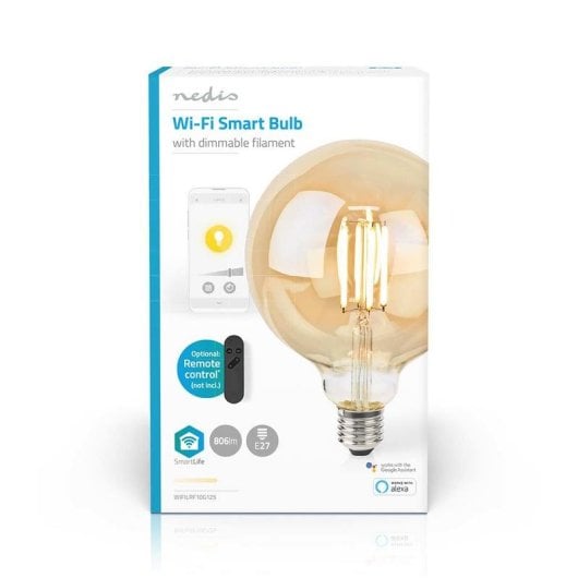 Lâmpada LED Nedis SmartLife E27 7W Filamento Regulável Wi-Fi 806lm Branco Quente
