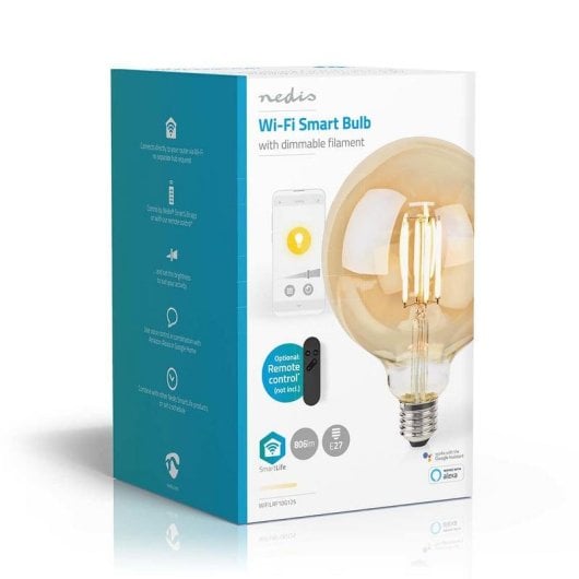 Lâmpada LED Nedis SmartLife E27 7W Filamento Regulável Wi-Fi 806lm Branco Quente