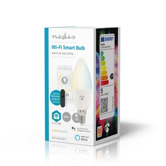 LED-Lampe NEDIS SmartLife E27 4,9W 470lm dimmbar WiFi CCT Candle