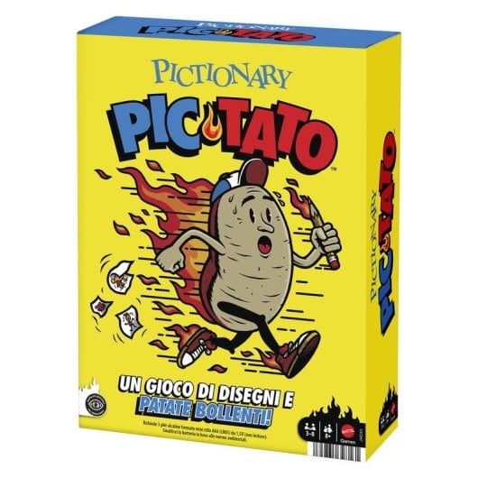 Jogo de Tabuleiro Mattel Pictionary Pic-Tato desenho multijogador 8+ pilhas AAA