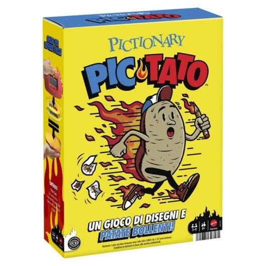 Jogo de Tabuleiro Mattel Pictionary Pic-Tato desenho multijogador 8+ pilhas AAA