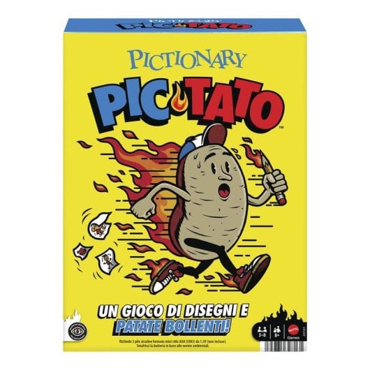 Jogo de Tabuleiro Mattel Pictionary Pic-Tato desenho multijogador 8+ pilhas AAA