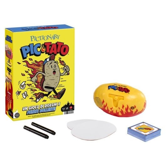 Jogo de Tabuleiro Mattel Pictionary Pic-Tato desenho multijogador 8+ pilhas AAA