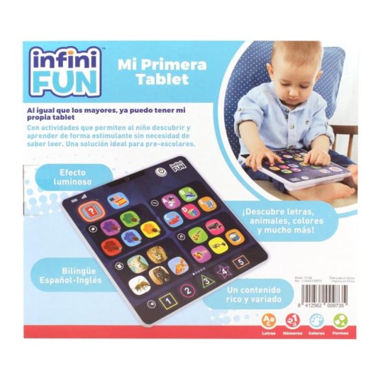 Tablet educativa InfiniFUN Mi Primera Tablet multicolor táctil y sonora