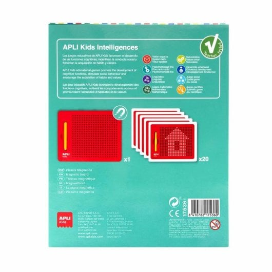 Pizarra magnétique APLI Kids 17536 rouge 173 x 216 mm avec stylet et fiches