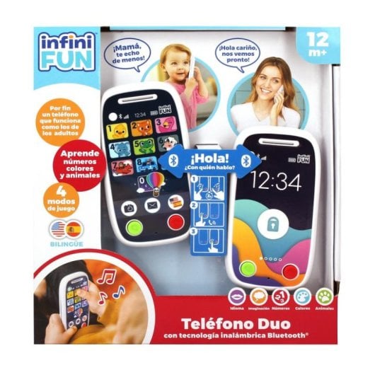 Juego educativo InfiniFUN Teléfono Duo Bluetooth pantalla táctil luces y sonidos