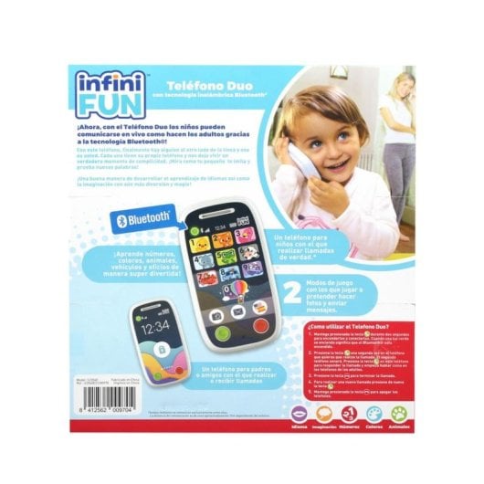 Juego educativo InfiniFUN Teléfono Duo Bluetooth pantalla táctil luces y sonidos