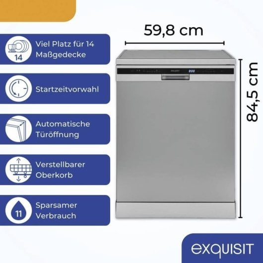 Lavavajillas Exquisit GSP6314-030C 14 Cubiertos Clase C LED Inoxidable