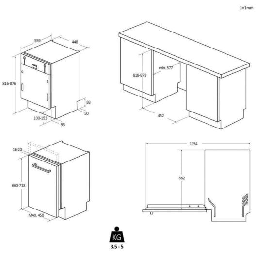 Máquina de Lavar Loiça Candy Brava CDIH 2L1047 10 Conjuntos E LED Integrável 45 cm