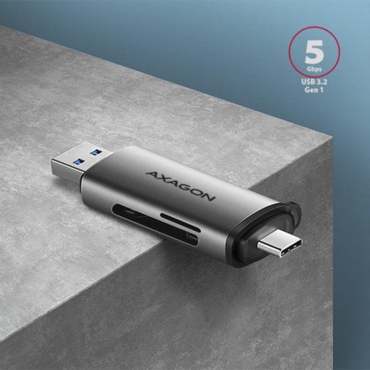 Lecteur de cartes AXAGON CRE-SAC USB 3.0 Type-A/Type-C Métal Gris