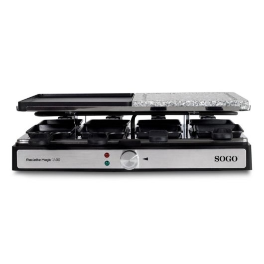 Parrillengerät SOGO BAR-SS-10387 Raclette Grill 1400W 8 Personen Antihaft Steinplatte