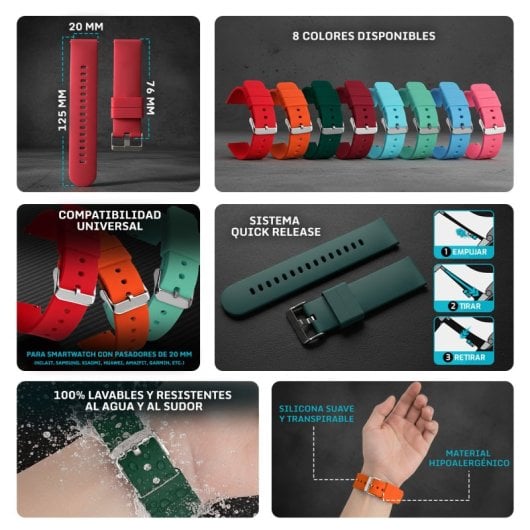 Kit de bracelet pour montre connectée Nilait Strap Pack Color 20 mm